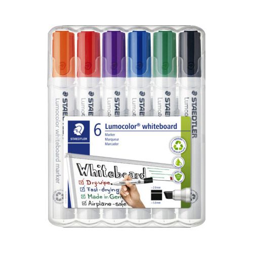 ステッドラー ホワイトボードマーカー ルモカラー 角芯6色セット