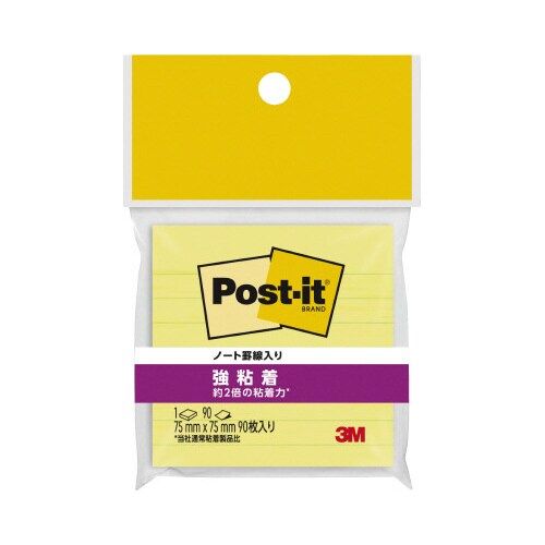 スリーエム ジャパン ポストイット 強粘着 75×75 罫線入 イエロー