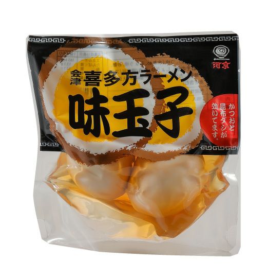 商品説明 ラーメンによく合う！ラーメン専用たまご ラーメンスープで味付けしました。 常温保存を可能にするため、卵は半熟ではありません。 商品内容 （名称） 味付玉子（醤油味） （商品名） 味付たまご （内容物） 2個入 （原材料名） 鶏卵（国産）、つゆ（水あめ、しょうゆ、砂糖、食塩、その他）、しょうゆ、食塩/調味料（アミノ酸等）、カラメル色素、（一部に卵・大豆・小麦を含む） （賞味期限） 製造日より常温で60日間 （保存方法） 直射日光の当たる所、高温多湿を避けて保存してください。 （アレルギー成分） 卵・大豆・小麦 （製造者） 株式会社河京 〒966-0902　福島県喜多方市松山町村松字常盤町2681 電話：0120-22-0875 栄養成分表 味玉子1袋当たり エネルギー　165kcal たんぱく質　13.1g 脂質　12.1g 炭水化物　1.0g 食塩相当量　1.0g