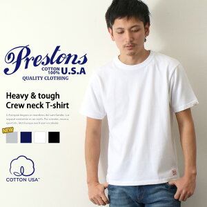 送料無料 PRESTONS プレストンズ Tシャツ ヘビー＆タフ ピグメントウォッシュ CottonUSA メンズ クルーネック Tシャツ レディース 半袖 Tシャツ 無地 ブランド トップス ブランド 綿100% コットン100% 厚手 肉厚 インナー メール便