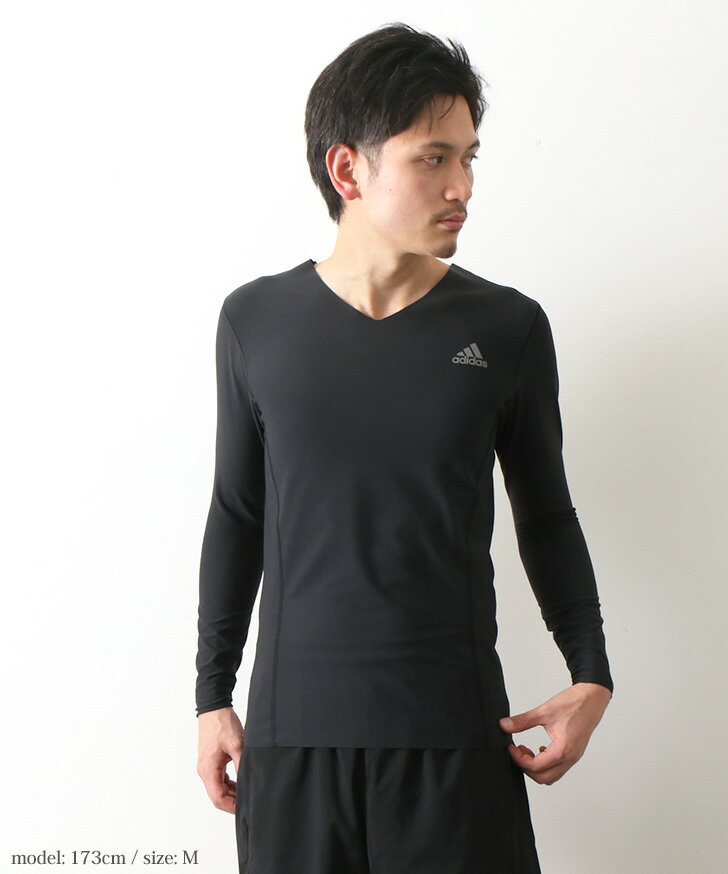 送料無料 adidas アディダス カットオフ ストレッチスムース VネックロングTシャツ メンズ スポーツインナー スポーツウェア ランニング ジョギング 長袖 吸汗速乾 ロンT 抗菌 防臭 UVカット メール便