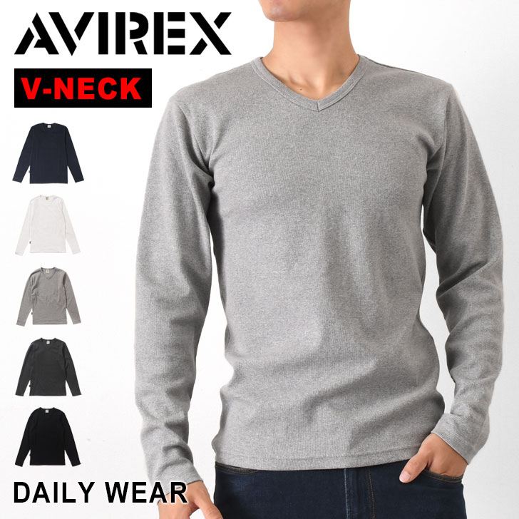 ＼本日店内SALE／ POINT 送料無料 AVIREX アビレックス Tシャツ Vネック 長袖 ロングスリーブ アヴィレックス デイリー 6153480 617394 メンズ トップス ロンT ブランド 厚手 無地 春 秋 冬 ギフト おすすめ クーポン対象外 メール便