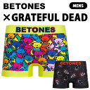 ●BETONES(ビトーンズ) ボクサーパンツ グレイトフルデッド グレイトフルデッドとBETONESが時代を超えた夢のコラボ！ S〜Lサイズの方まで穿けるフリーサイズ◎ 糸に吸汗速乾機能素材を使用することで、 ムレや残った汗による冷えなどの体へのストレスを軽減。 脅威の伸縮性と最小限に抑えた縫製箇所、 体に合わせて立体的に編み込んでいく立体成型により、 穿いていることを忘れてしまう程の自然な穿き心地を実現。 タグはプリントなのでウエストのチクチク感ゼロ♪ グレイトフル・デッド グレートフルデッド ロックバンド 骸骨 ガイコツ スカル ダンシングベア クマ 熊 アニマル 動物 プレゼント ギフト バレンタイン クリスマス ■生産：中国製 ■注意事項1：生産の都合上、縫製部分の柄の合わせが異なったり、柄の出方が画像とは異なる場合がございますので予めご了承下さい。 ■注意事項2：こちらの商品は衛生上、返品・交換をお受けできませんので、ご購入の際必ずサイズをご確認の上お買い上げ下さい。 素材 ポリエステル65％、ナイロン25％、ポリウレタン10％ カラー ブラックイエロー サイズ(cm) ウエスト 股上 総着丈 重さ(g) - 74〜86 16 23.5 121 上記サイズ表はスタッフが平置きで採寸し、製品の実寸を掲載しております。製品ごとに公開サイズと多少の誤差が生じる場合がございますので、予め御了承くださいませ。