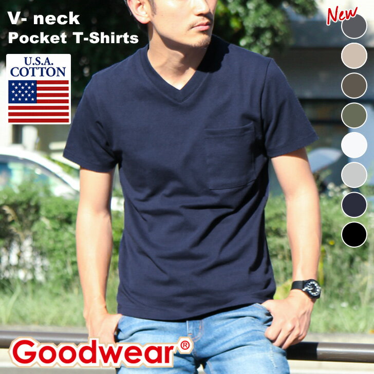 送料無料 Goodwear グッドウェア ポケット Vネック