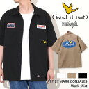 ＼本日店内SALE／ セール 送料無料 ART BY MARK GONZALES マークゴンザレス WORK SHIRT ワークシャツ 2H8-13881 メンズ レディース トップス 半袖 シャツ アメカジ おしゃれ ブランド オーバーサイズ ワッペン