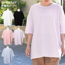 ベーシックエンボスワイド半袖カットソー レディース トップス Tシャツ 速乾 半袖 5分袖 ロング丈 チュニック ゆったり 大きめ 体型カバー リラックス カジ...