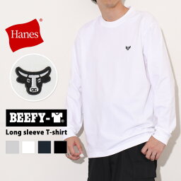 送料無料 Hanes ヘインズ BEEFY-T ビーフィー ロゴワッペン 長袖 Tシャツ H8-X401 メンズ レディース トップス コットン ヘビーウエイト パックT ブランド 綿100％ ユニセックス カットソー メール便