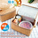 送料無料 保冷保温撥水ラタンプリントワンハンドルランチバッグ ランチバッグ 保冷バッグ かご ラタン風 保冷 保温 断熱 撥水 マチ広 お弁当 公園 ピクニック アウトドア スポーツ 水筒 ペットボトル 最強 おしゃれ メール便(3)