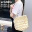 \本日店内EVENT/ 送料無料 aristella 軽量 雑材 ループフリンジ トートバッグ レディース 小さめ ペーパー ハンドバッグ 肩掛け 丸底 マチ付き マチ広 軽い 自立 手提げ おしゃれ シンプル 夏 旅行 浴衣 ピクニック 2,500円