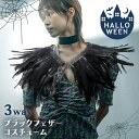 送料無料 3wayで着用できる!ブラックフェザーコスチューム レディース メンズ ハロウィン 仮装 コスプレ コスチューム 衣装 ショール ケープ マント スカ...