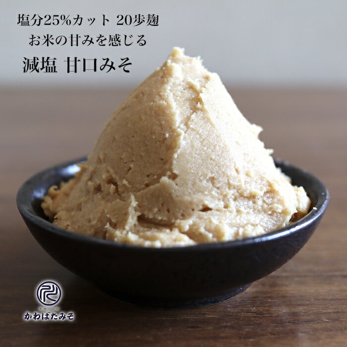 米麹2倍配合の減塩甘口白みそ 500g 少量 お試し お味噌 塩分25%カット 二十歩麹 麹菌の酵素をたっぷり配合 味噌 無添加 国産大豆 100% 北海道産大豆トヨムスメ使用 わかめや豆腐のみそ汁 さわらの味噌漬け ほうれん草の胡麻和え ギフト プレゼント 贈り物 お中元 お歳暮