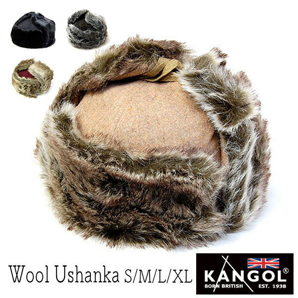 【ポイント10倍】 帽子 イギリス”KANGOL(カンゴール)” ファー付き飛行帽 WOOL USHANKA メンズ レディース 秋冬 防寒 トラッパー フライトキャップ 大きいサイズの帽子アリ 小さいサイズ対応