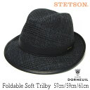 帽子 ”STETSON(ステットソン)” チェック中折れ帽 SE743 ドーメル メンズ 秋冬 折り畳み対応  