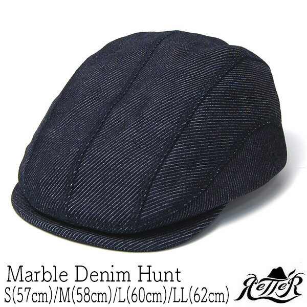 帽子 ”Retter(レッター)” インディゴ染めハンチング Marble Denim Huntメンズ 春夏  メール便対応可