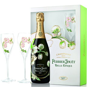 ペリエジュエ ベルエポック ブラン 750ml 1本 + ペアグラス (グラス2脚) セット ギフト箱付 シャンパン PERRIER JOUET BELLE EPOQUE Champagne Glass 2set シャンパーニュ [2011] ヴィンテージ kawahc