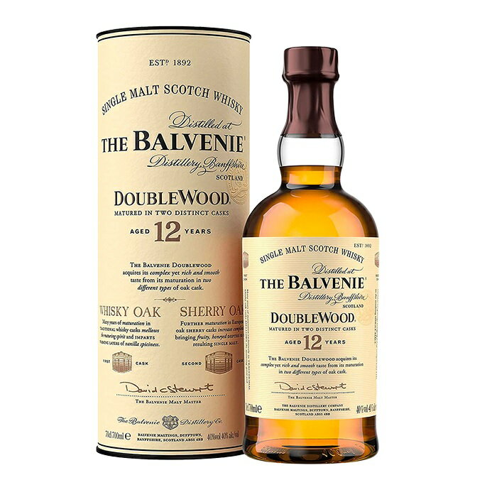 バルヴェニー 12年 ダブルウッド 700ml 40度 正規品 箱付 The Balvenie 12 years Double Wood ザ バルベニー スペイサイドモルト シングルモルトウイスキー SpeysideMalt Single Malt Scotch Whisky kawahc お礼 御礼 贈って ※おひとり様1ヶ月に1本限り