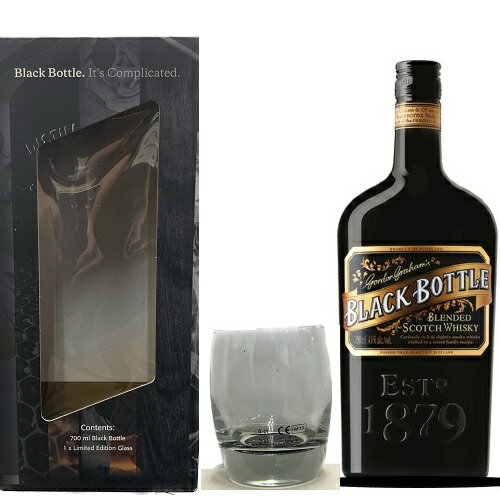 高級ウイスキー ブラック ボトル スタンダード スコッチ 700ml 40度 無色透明グラス付きギフトセット Black Bottle Scotch Whisky ブラックボトル ブレンデッド スコッチ ウイスキー ウィスキー イギリス英国スコットランド kawahc ※おひとり様1ヶ月に1本限り