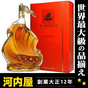 ラーセン ハンドメイドグラス シップ 700ml 40度 箱付 (Larsen Gold Decorated Glass Viking Ship Fine Champagne Cognac) ラーセン ハンド メイド グラス シップ ブランデー コニャック kawahc