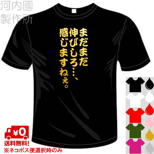 河内國製作所 「まだまだ伸びしろ…、感じますねぇ。Tシャツ」全5色。センテンス系サッカーおもしろTシャツ 文字T-shirt おもしろてぃーしゃつ 半袖ドライTシャツ メール便は送料無料