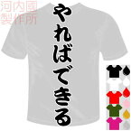 河内國製作所 「やればできるTシャツ」全5色。スポーツ漢字おもしろTシャツ 文字T-shirt おもしろてぃーしゃつ 半袖ドライTシャツ メール便は送料無料