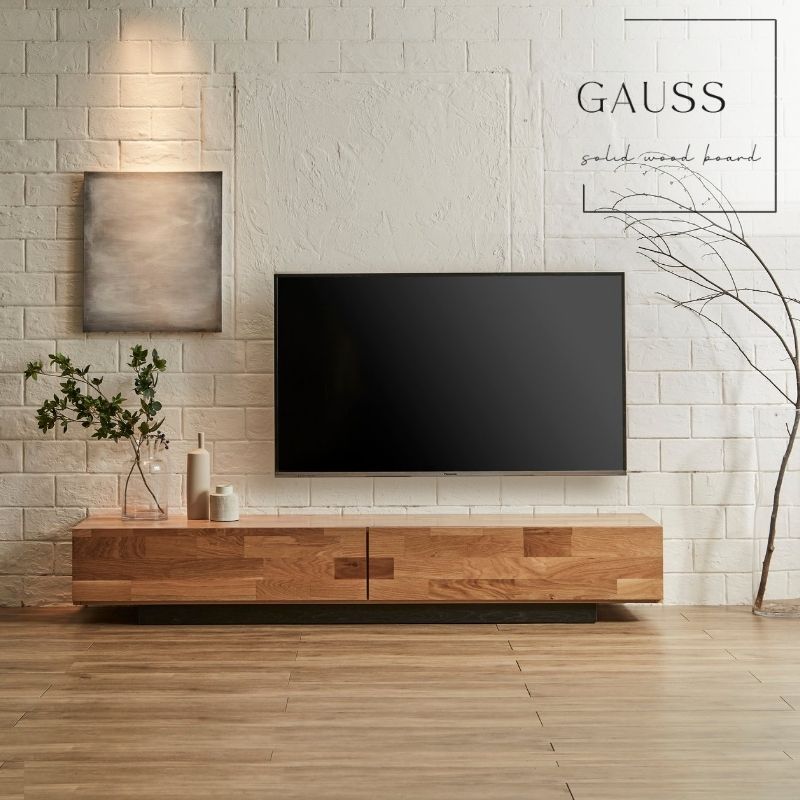 【送料無料】GAUSS テレビ台 国産 180cm 無垢 無垢集成材 ガラス 完成品 テレビボード テレビラック ローボード 収納 TV台 TVボード 日本製 背面収納 配線 コード収納