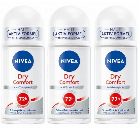 【送料無料】NIVEA ニベア デオドラント ドライ コンフォート 72H ロールオン 女性用 50ml x 3個セット 海外通販