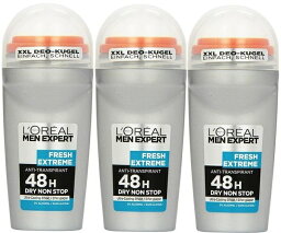 【送料無料】3個セット L'Oréal MEN ロレアル メン エキスパート ロールオン デオドラント Fresh Extreme フレッシュ エクストリーム 男性用 制汗剤 50ml 海外通販