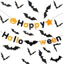 ♦︎1日ワンダフルデー限定!【ポイント10倍】 ★着後レビューで特典★ ガーランド カード ハロウィン HALLOWEEN コウモリ ...