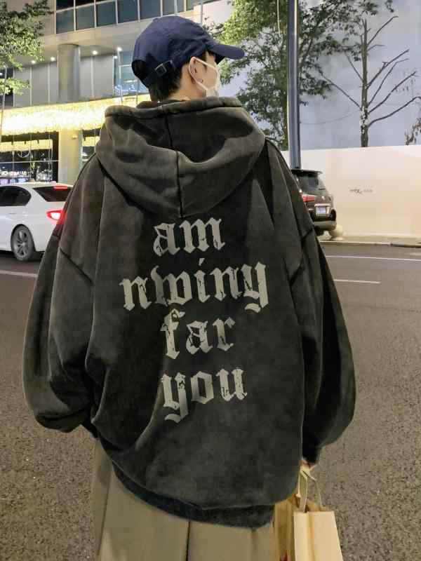 秋冬 コーデ メンズ 服 シンプル ファッション オシャレ 大人 かっこいい 大きいサイズ ストリート 紳士服 アメリカン ヒップ ホップ フード付き スウェット シャツ 厚手 ストリート アメリカン レトロ プルオーバー ジャケット