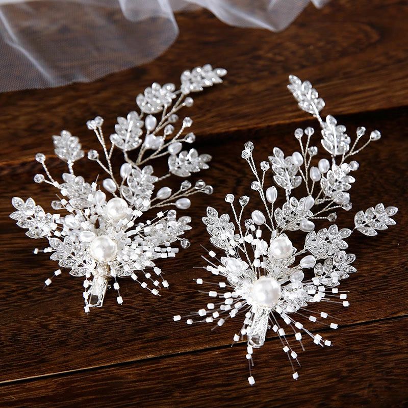 ウェディング ヘアピン ウエディングヘッドドレス ビーズ パール 花嫁 結婚式 披露宴 ブライダル 二次会 前撮り パーティー 演奏会 発表会 シルバー ホワイト