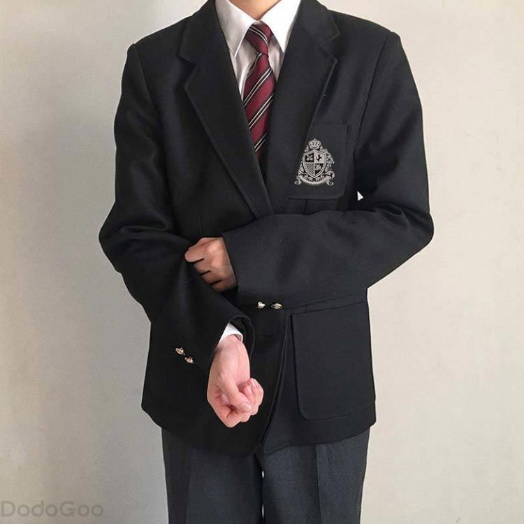 男子高校制服 ブレザー スクールジャケット 無地 2つボタン スーツ コート フォーマル 上着 男子中学生 学生服 大きいサイズ スクール 文化祭 入学式 卒業式 黒 紺
