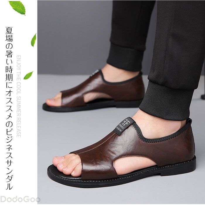サンダル メンズ オフィスサンダル 履きやすい ビジネスサンダル メンズ サンダル スリッポン コンフォート 革サンダル 軽量 ビーチサンダル 滑り止め ドライビングシューズ 通気 男性 ビジネス ウォーキングサンダル カジュアル 夏 24.5～27cm
