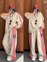 セットアップ ジャージ 韓国 の ファッション ストリート スポーツウェア スーツ 女性 春秋 スリム スウェットシャツ ワイド レッグ パンツ カジュアル ...