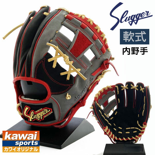 久保田スラッガー 軟式 グローブ 内野 オーダー カワイオリジナル 野球 KSN-AR1-K27 右投げ用 ブラック グレー トレンチ