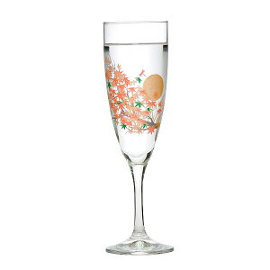 色が変わる冷感グラス もみじ シャンパングラス 165ml おしゃれ ガラス グラス 酒器 冷感 色変化 紅葉 秋 プレゼント ギフト お祝い ワイン シャンパン MOMIJI-SH