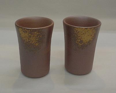 備前焼　ペアビアーカップ　木村陶峰　胡麻焼のサムネイル