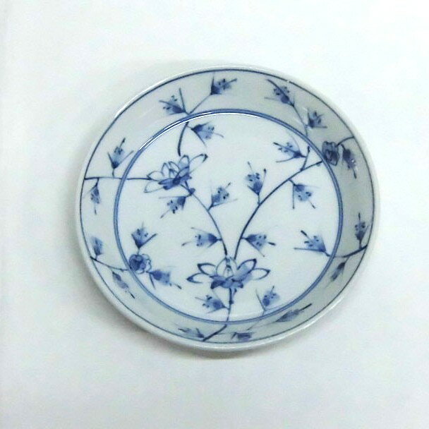 China - 青花　花唐草　渕上り5寸小皿　径5.2cm　s-29-051