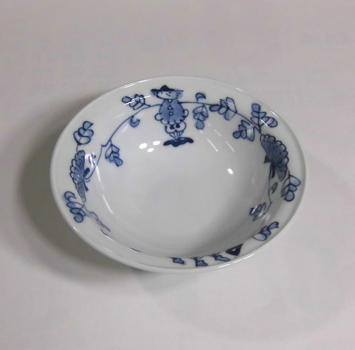 青花　唐草異人 玉渕サラダボウル 径13.7cm S-15-161