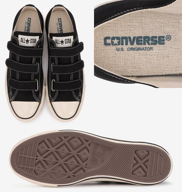 コンバース レディース メンズ ベルクロ スニーカー オールスターUS V3 ローカット ブラック ホワイト converse allstar us v3 ox 送料無料