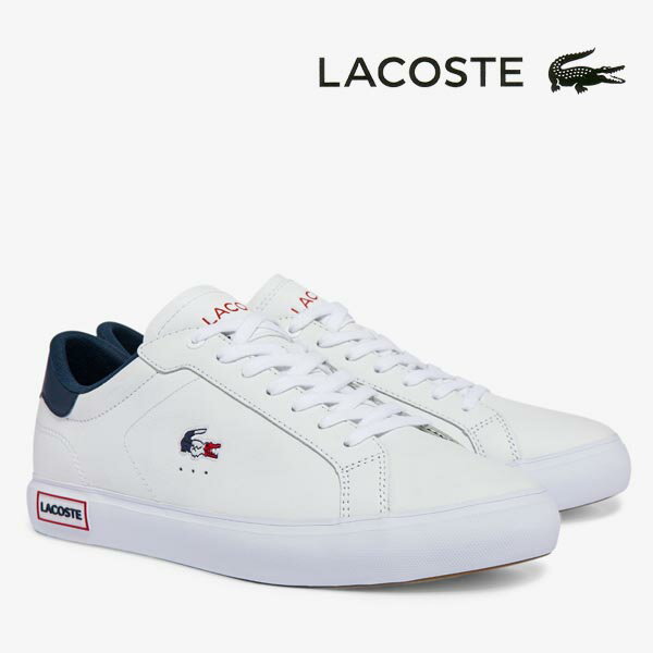 ラコステ レザースニーカー メンズ パワーコート POWER COURT TRI 1 ホワイト/ネイビー 白 lacoste SM00343 407 トリコロール 送料無料