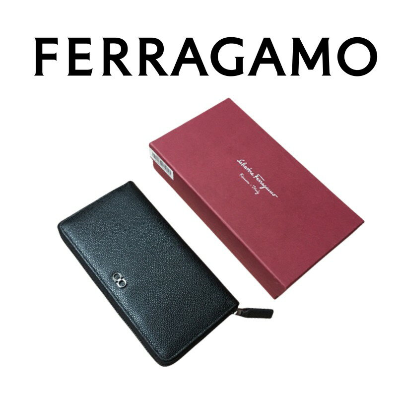 フェラガモ 長財布（メンズ） フェラガモ SALVATORE FERRAGAMO サルヴァトーレフェラガモ ガンチーニ 長財布 669785 ブラック レザー メンズ財布 イタリア 正規品 新品 送料無料