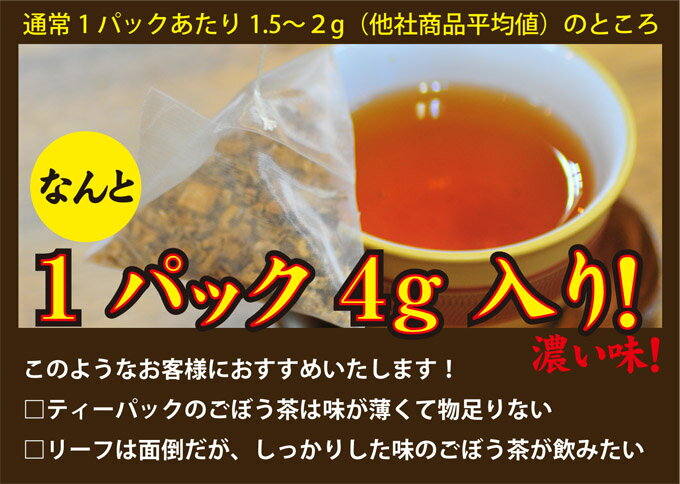 ごぼう茶 国産 送料無料 ティーパック 当店人気の濃厚ゴボウ茶 ティーバッグタイプが登場！イヌリン豊富 1P濃厚4g入り×15P 国産 健康茶 牛蒡茶 ネコポス ごぼう ポリフェノール