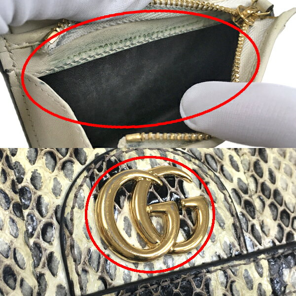 【中古】グッチオフィディアGGパイソンコンパクトウォレット523155二つ折り財布ヘビ革GUCCI