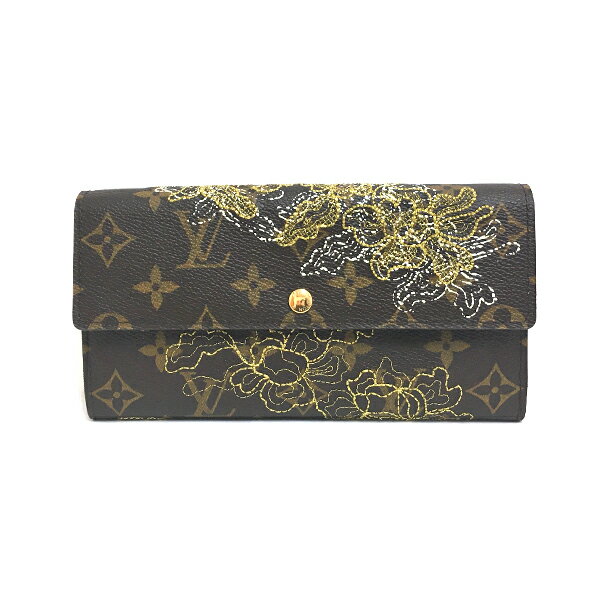 [中古] ルイヴィトン モノグラム・ダンテェル ポルトフォイユ・サラ M95389 長財布 刺繍 ボタン開閉 LOUIS VUITTON LV