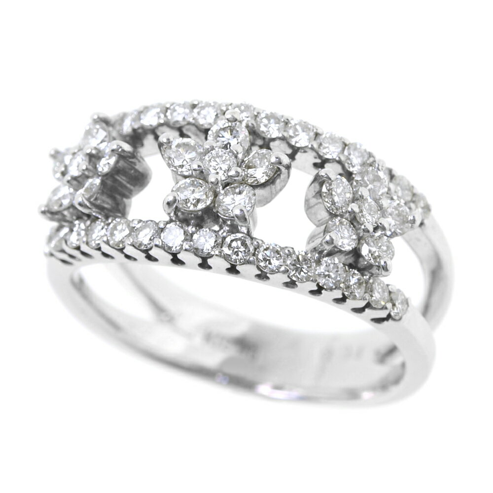 乐天商城 - [中古] ポンテヴェキオ フラワー ダイヤモンド リング 13号位 0.94ct K18WG ホワイトゴールド パヴェダイヤモンド 指輪 Ponte Vecchio