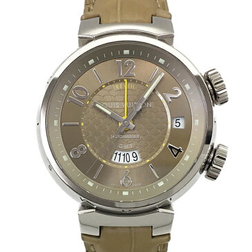 【中古】ルイヴィトン タンブール・レヴェイユGMT K18WG 腕時計 Q1154 自動巻き ブラウン文字盤 LV LOUIS VUITTON 150本限定