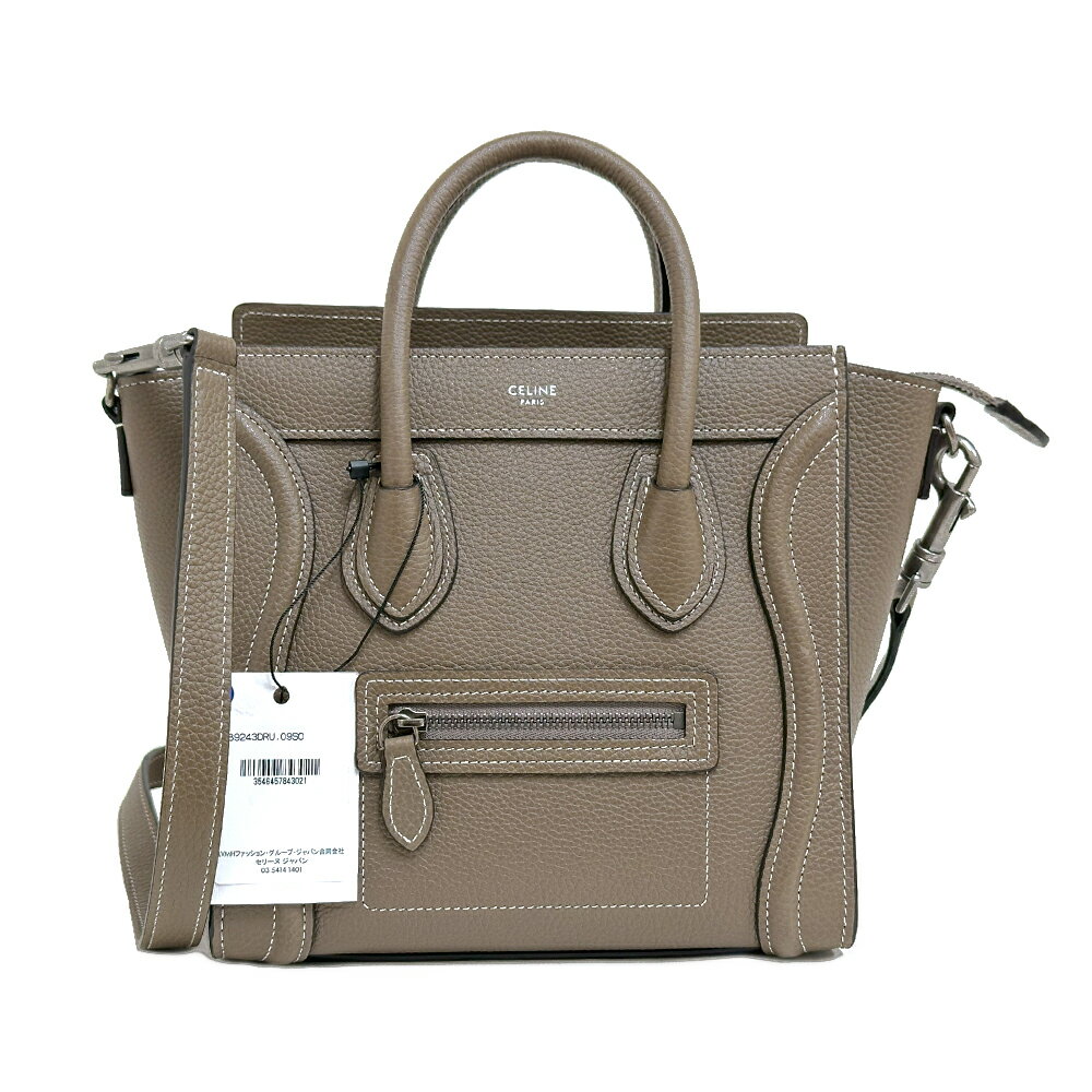 [中古] セリーヌ ラゲージ ナノ 189243DRU.09SO ハンドバッグ 2WAY ショルダーバッグ スリ グレージュ ..