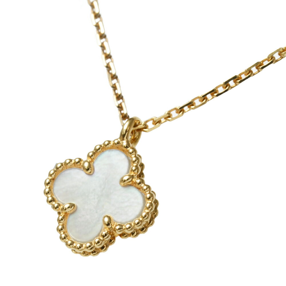 [中古] ヴァンクリーフ&アーペル K18YG スウィート アルハンブラ ホワイトシェル ペンダント ネックレス VCARF69100 メーカー磨き済 VCA