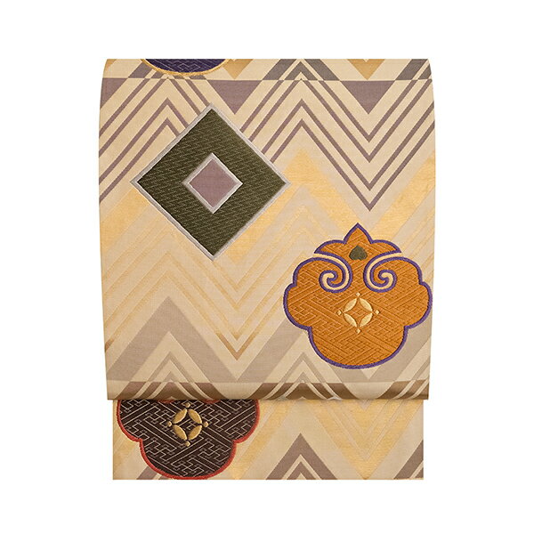 ぎをん齋藤稲妻に雲版文様唐織　袋帯【未着用品】