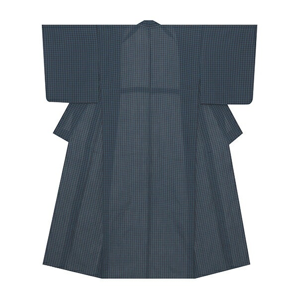 小千谷ちぢみ　麻小格子模様　単衣着物【未着用品】